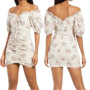 Lavish Alice Off Shoulder Mini Eyelet Mini Dress